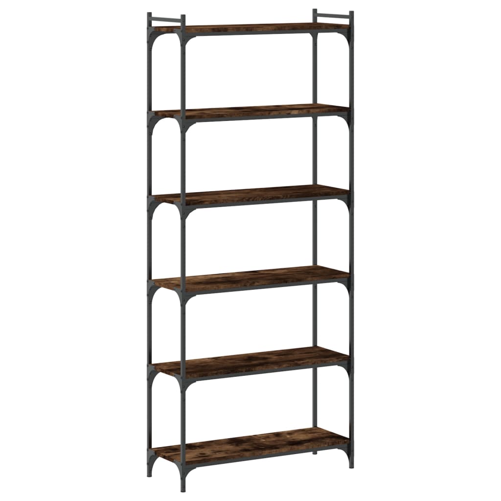 Boekenkast 6-Laags 80X30X Bewerkt Hout Kleur Gerookt Eiken 80 cm