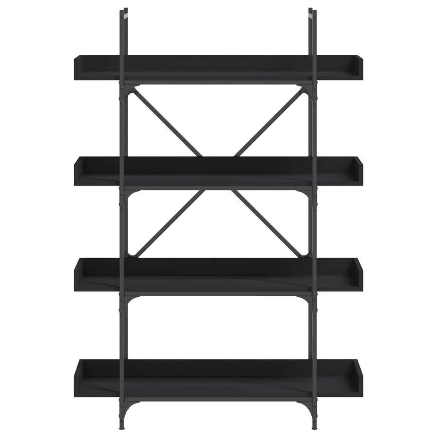 Boekenkast 4-Laags 100X33X145,5 Cm Bewerkt Hout Zwart