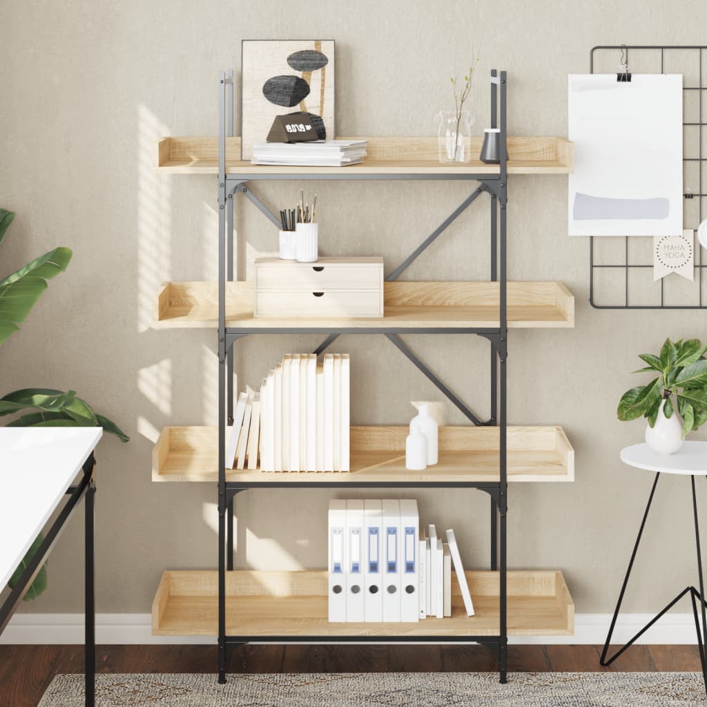 Boekenkast 4-Laags 100X33X145,5 Cm Bewerkt Hout Sonoma Eiken