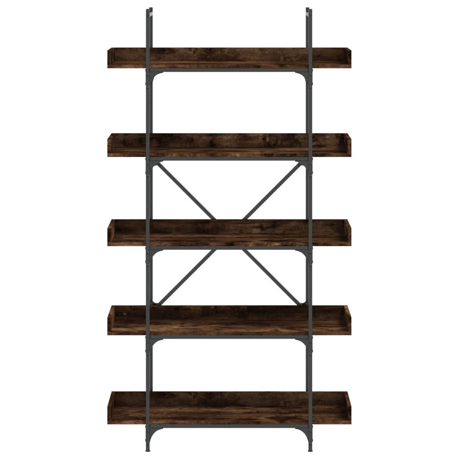 Boekenkast 5-laags 100x33x180,5 cm bewerkt hout gerookt eiken
