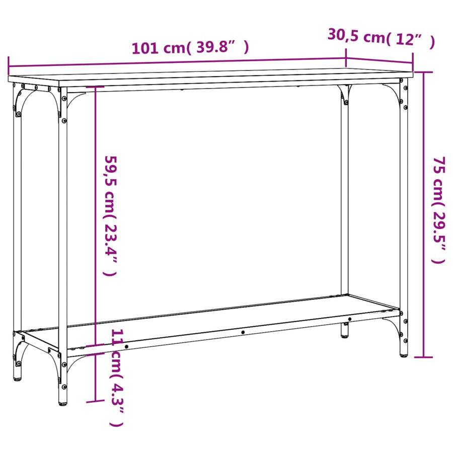 Wandtafel 0X30,5X75 Cm Bewerkt Hout 101 x 30.5 x 75 cm Zwart