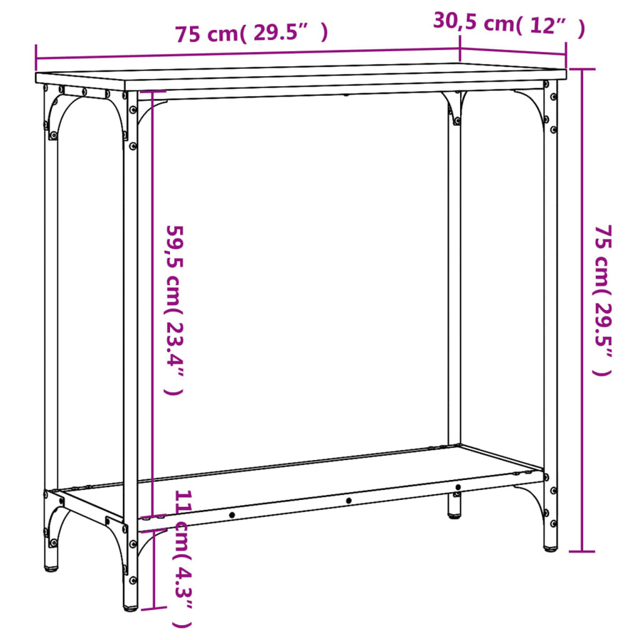 Wandtafel 75X30,5X75 Cm Bewerkt Hout Kleurig 75 x 30.5 x 75 cm Sonoma eiken