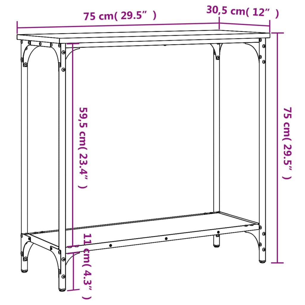 Wandtafel 75X30,5X75 Cm Bewerkt Hout 75 x 30.5 x 75 cm Grijs sonoma