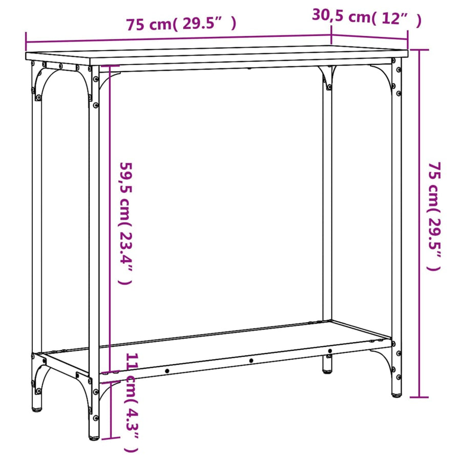 Wandtafel 75X30,5X75 Cm Bewerkt Hout 75 x 30.5 x 75 cm Grijs sonoma