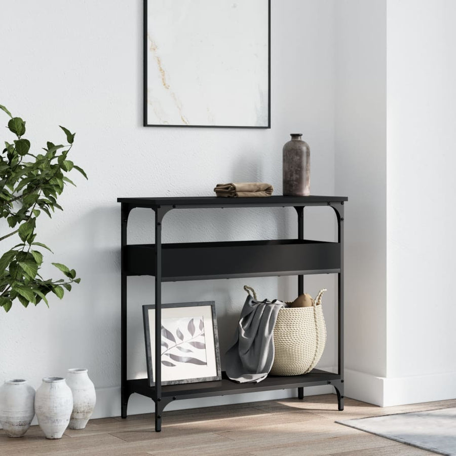 Wandtafel Met Schap 75X29X Bewerkt Hout Zwart