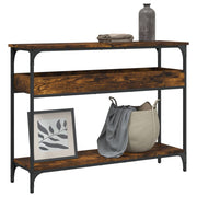 Console table with shelf 100x29x75 cm treated wood smoked oak