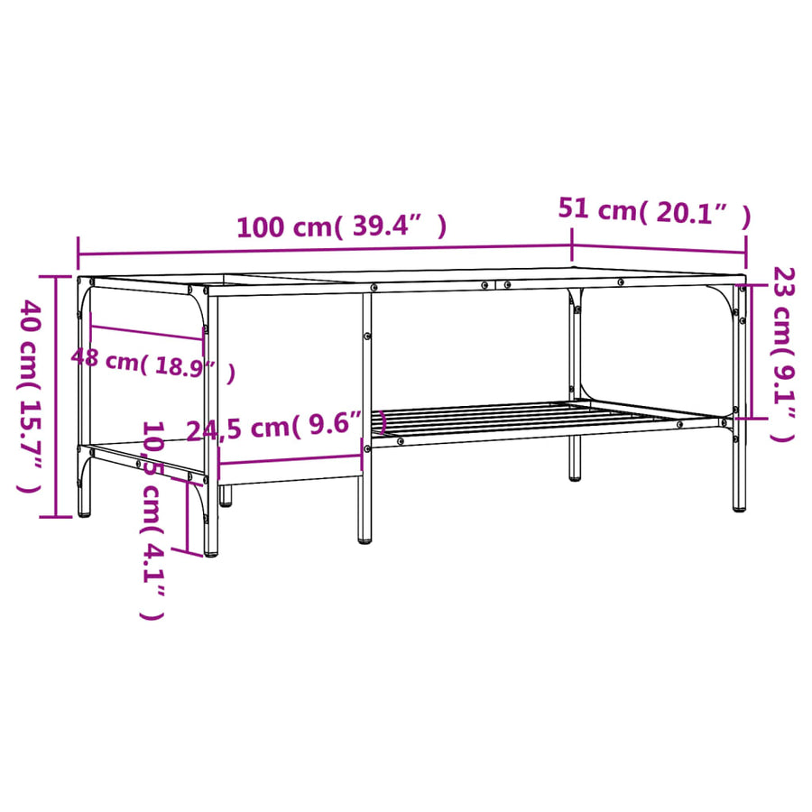Salontafel Met Rek 00X5X40 Cm Bewerkt Hout Kleur Sonoma eiken