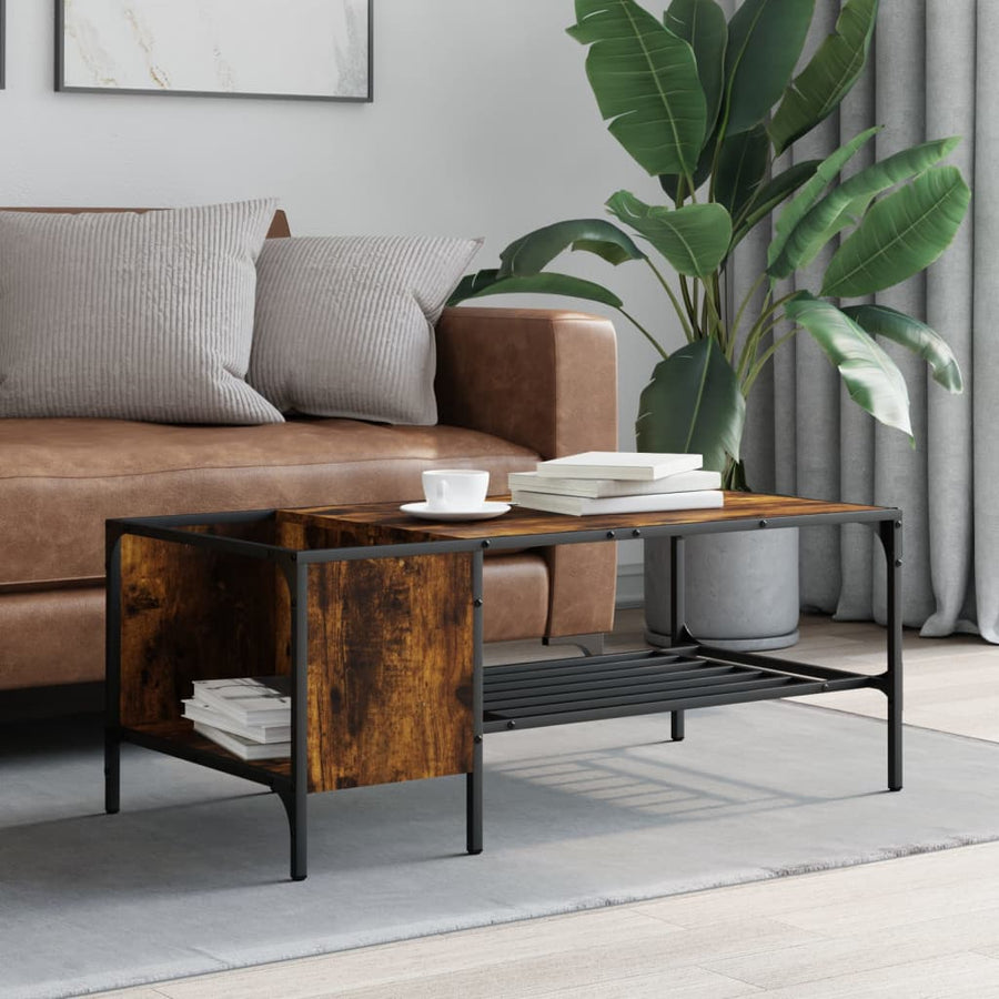 Salontafel Met Rek 00X5X40 Cm Bewerkt Hout Kleur Gerookt eiken