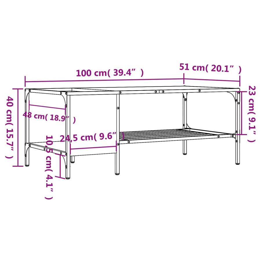 Salontafel Met Rek 00X5X40 Cm Bewerkt Hout Kleur Gerookt eiken