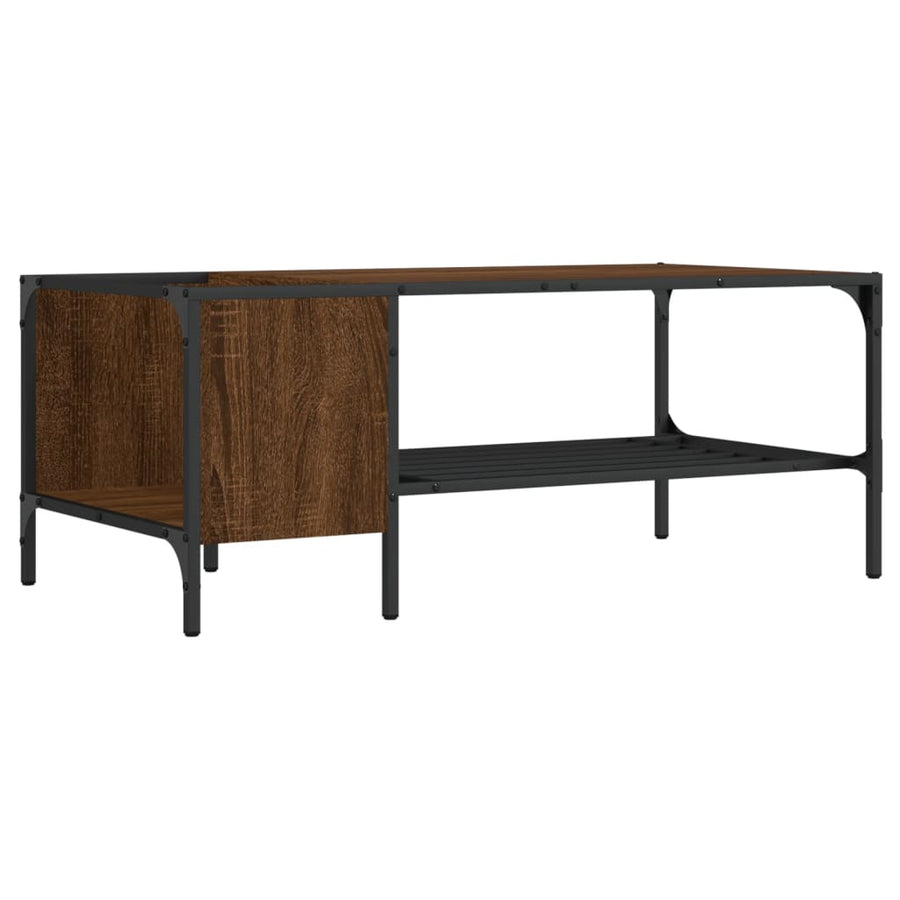 Salontafel Met Rek 100X51X40 Cm Bewerkt Hout bruin eikenkleur