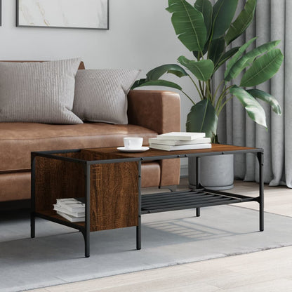 Salontafel Met Rek 100X51X40 Cm Bewerkt Hout bruin eikenkleur