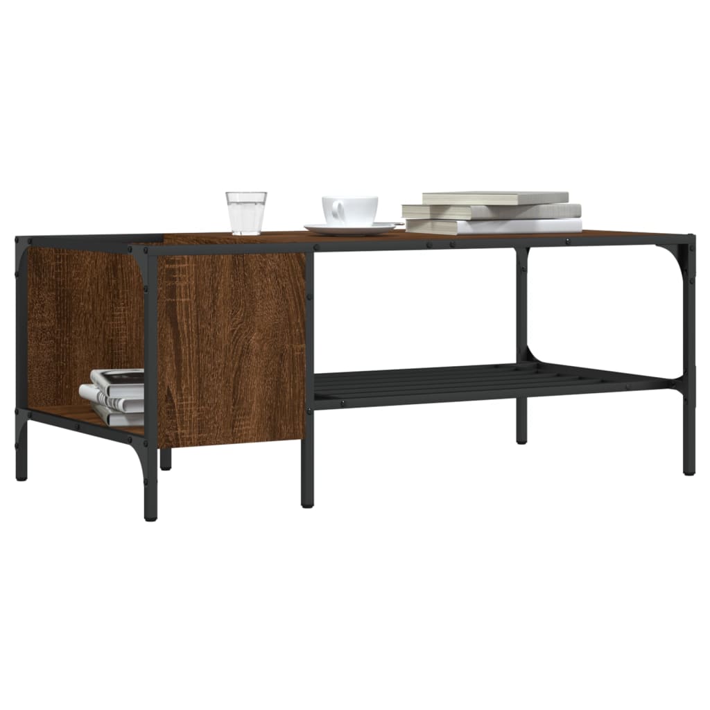 Salontafel Met Rek 100X51X40 Cm Bewerkt Hout bruin eikenkleur