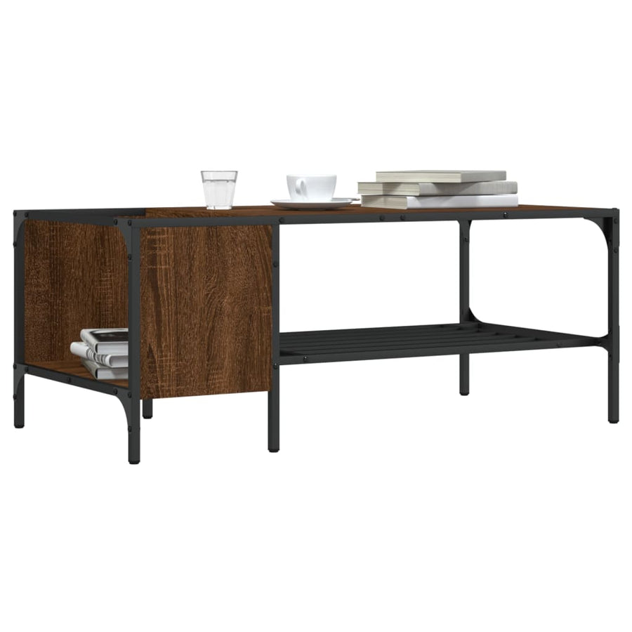 Salontafel Met Rek 100X51X40 Cm Bewerkt Hout bruin eikenkleur