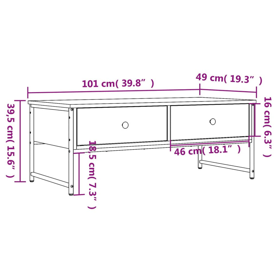 Salontafel 0X49X39,5 Cm Bewerkt Hout Kleurig Sonoma eiken