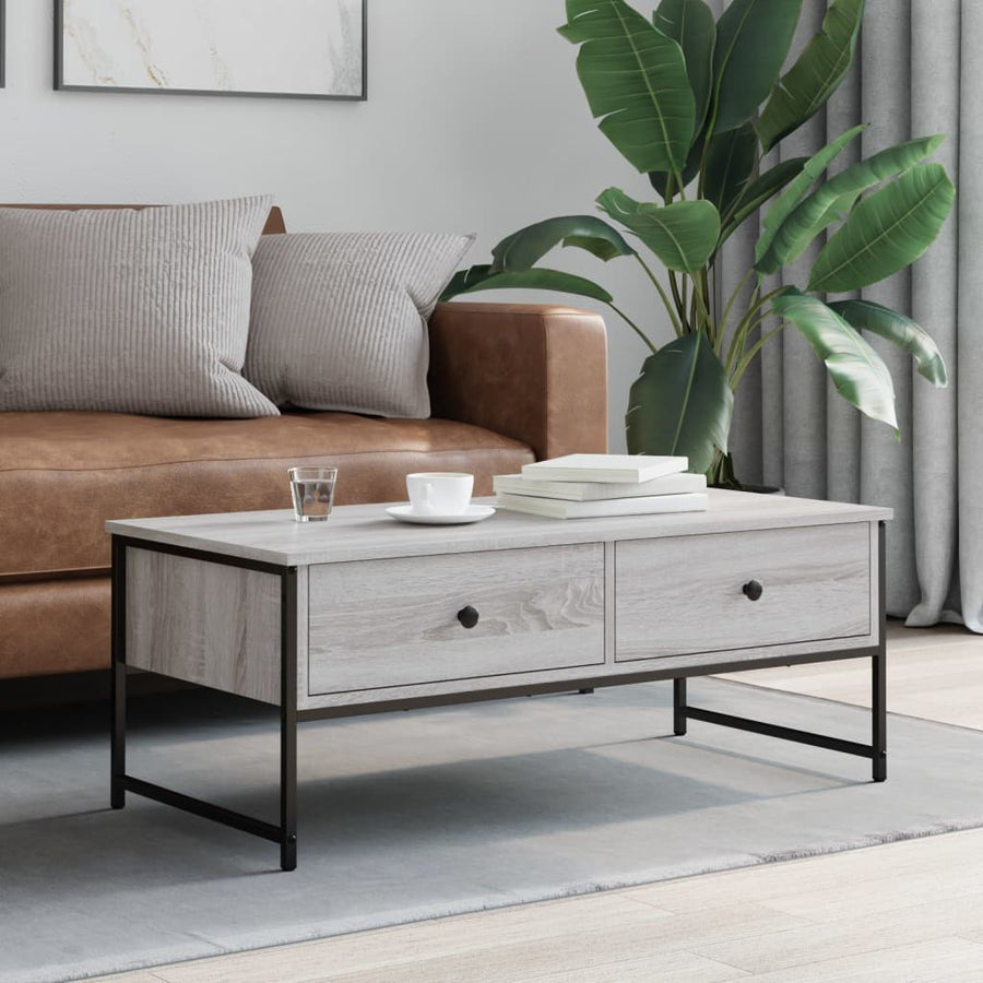 Salontafel 0X49X39,5 Cm Bewerkt Hout Eikenkleur Grijs sonoma