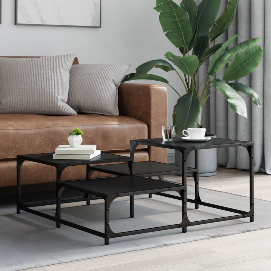 Salontafel 87,5X87,5X40 Cm Bewerkt Hout 87.5 x 87.5 x 40 cm Zwart