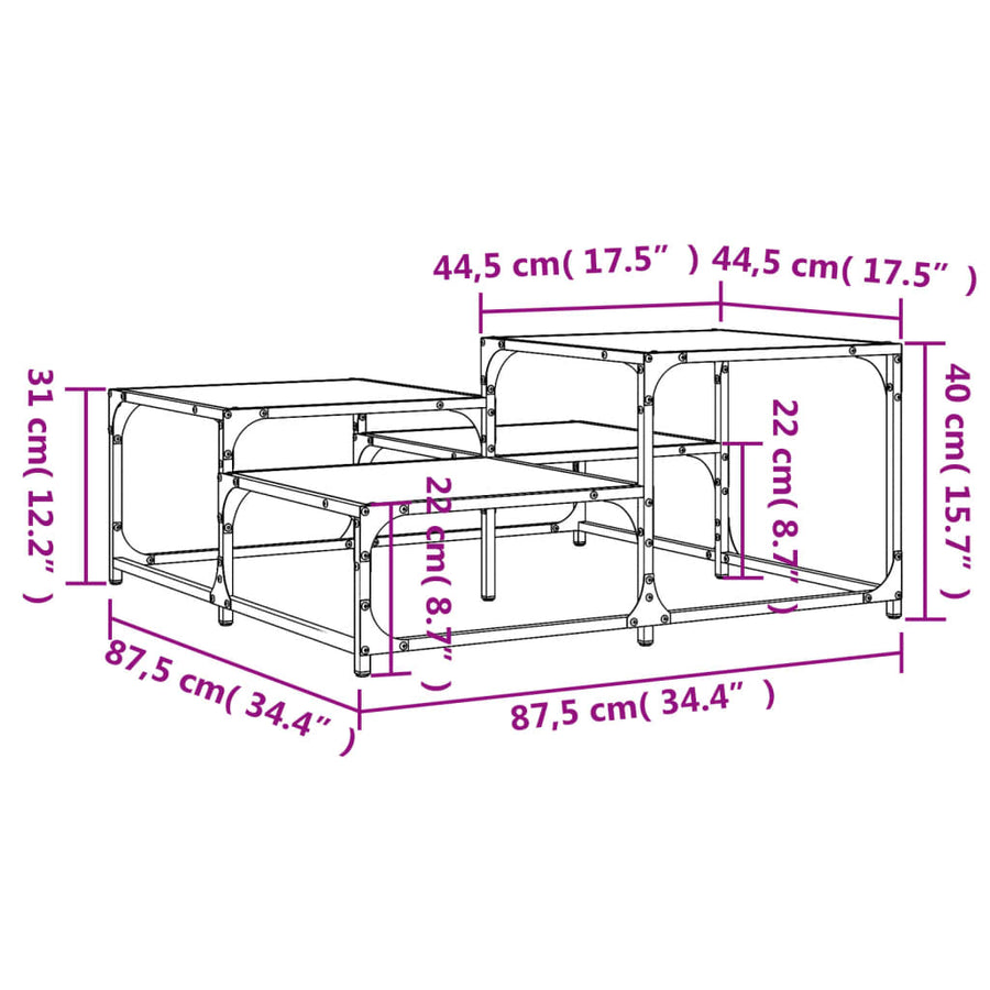 Salontafel 87,5X87,5X40 Cm Bewerkt Hout 87.5 x 87.5 x 40 cm Zwart