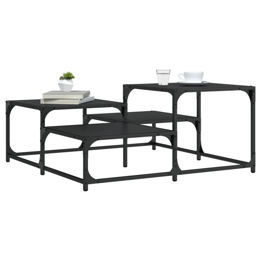 Salontafel 87,5X87,5X40 Cm Bewerkt Hout 87.5 x 87.5 x 40 cm Zwart