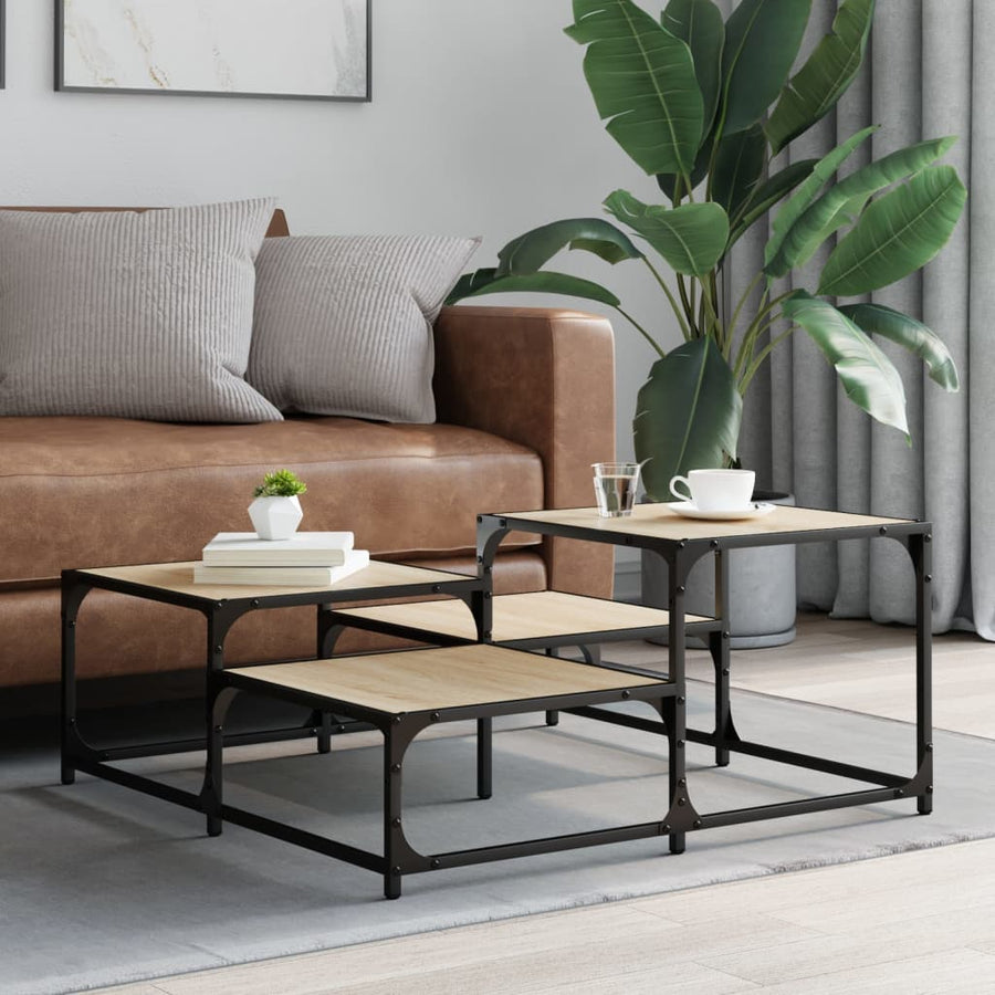 Salontafel 87,5X87,5X40 Cm Bewerkt Hout Kleurig 87.5 x 87.5 x 40 cm Sonoma eiken