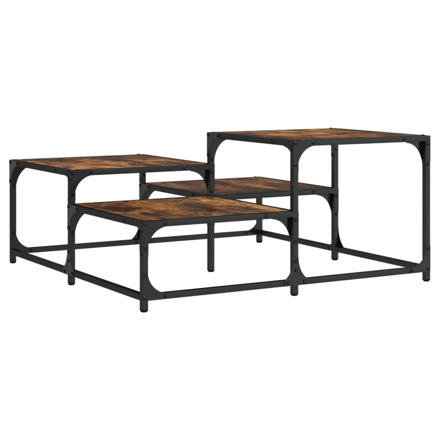 Salontafel 87,5X87,5X40 Cm Bewerkt Hout Kleurig 87.5 x 87.5 x 40 cm Gerookt eiken