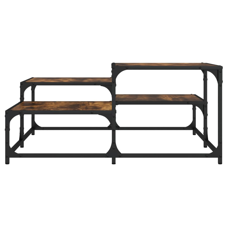 Salontafel 87,5X87,5X40 Cm Bewerkt Hout Kleurig 87.5 x 87.5 x 40 cm Gerookt eiken