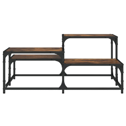 Salontafel 87,5X87,5X40 Cm Bewerkt Hout Kleurig 87.5 x 87.5 x 40 cm Gerookt eiken