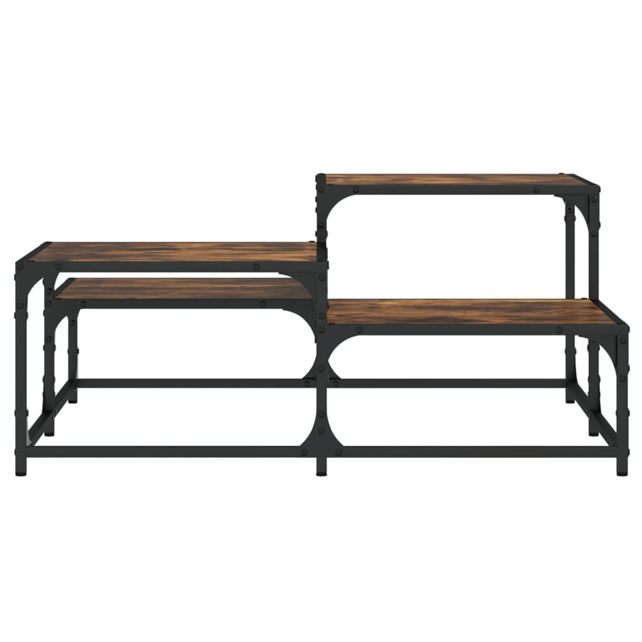 Salontafel 87,5X87,5X40 Cm Bewerkt Hout Kleurig 87.5 x 87.5 x 40 cm Gerookt eiken