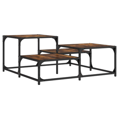 Salontafel 87,5X87,5X40 Cm Bewerkt Hout Kleurig 87.5 x 87.5 x 40 cm Gerookt eiken