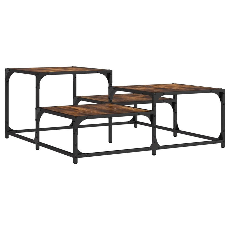 Salontafel 87,5X87,5X40 Cm Bewerkt Hout Kleurig 87.5 x 87.5 x 40 cm Gerookt eiken