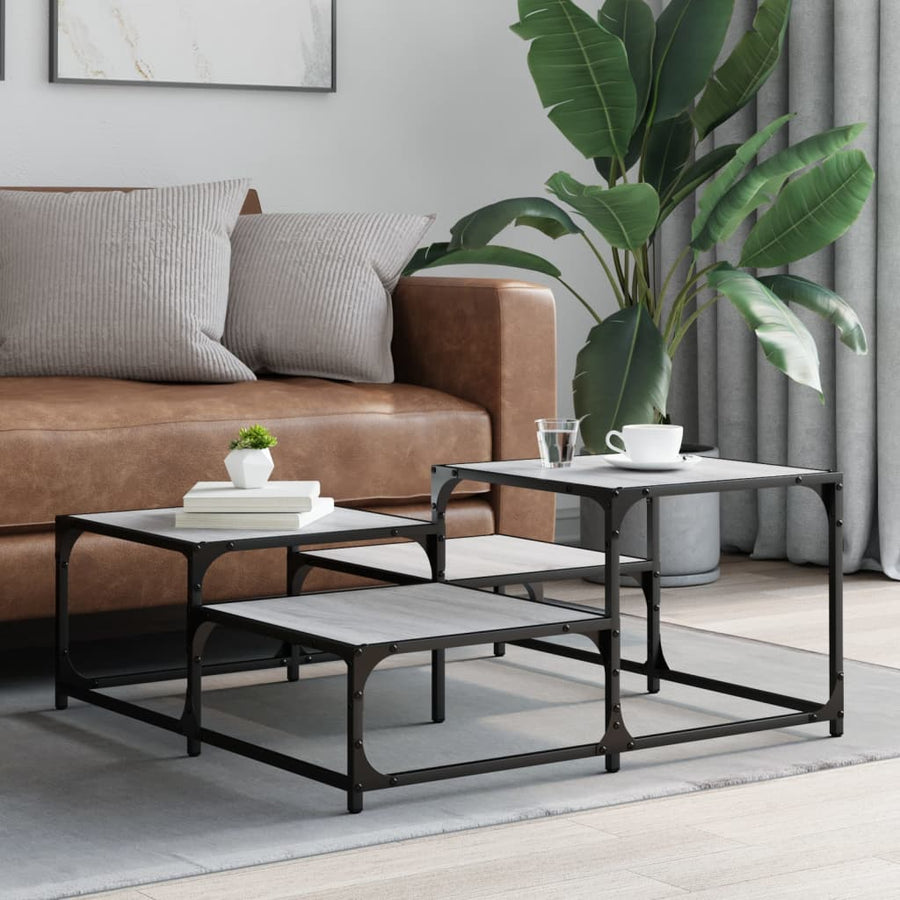 Salontafel 87,5X87,5X40 Cm Bewerkt Hout Eikenkleur 87.5 x 87.5 x 40 cm Grijs sonoma