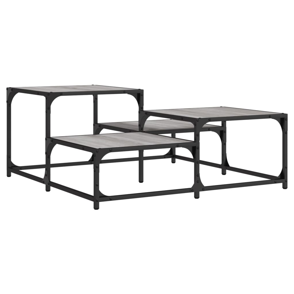 Salontafel 87,5X87,5X40 Cm Bewerkt Hout Eikenkleur 87.5 x 87.5 x 40 cm Grijs sonoma