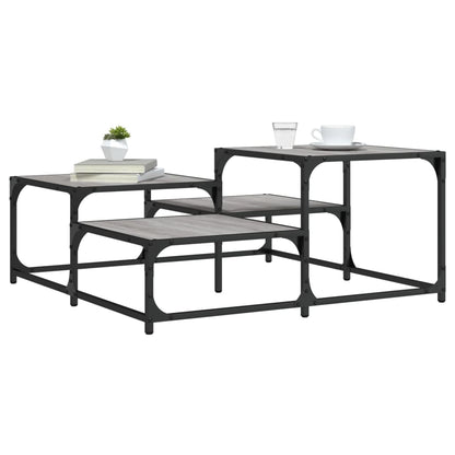 Salontafel 87,5X87,5X40 Cm Bewerkt Hout Eikenkleur 87.5 x 87.5 x 40 cm Grijs sonoma