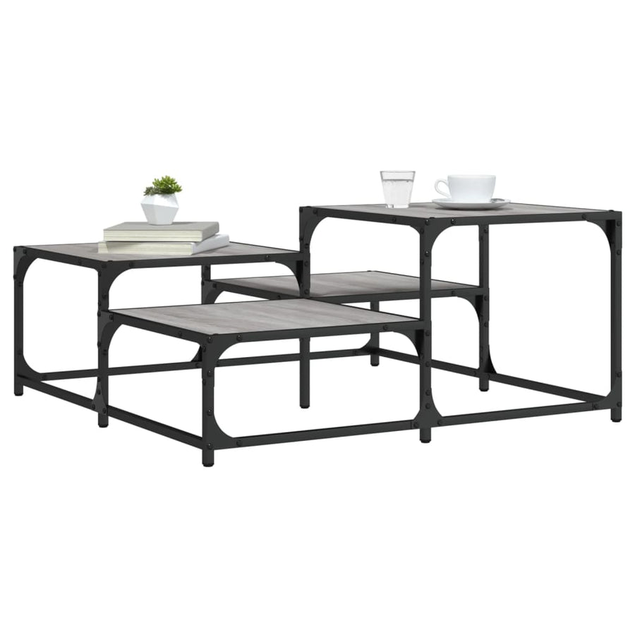 Salontafel 87,5X87,5X40 Cm Bewerkt Hout Eikenkleur 87.5 x 87.5 x 40 cm Grijs sonoma