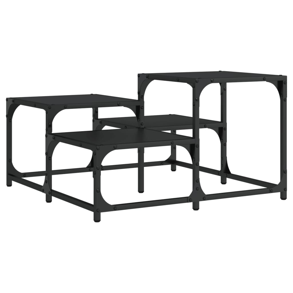 Salontafel Bewerkt Hout 68 x 68 x 40 cm Zwart
