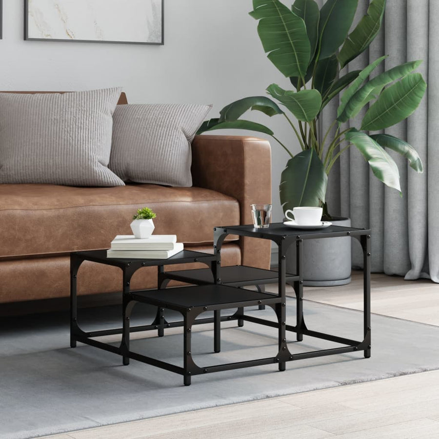 Salontafel Bewerkt Hout 68 x 68 x 40 cm Zwart