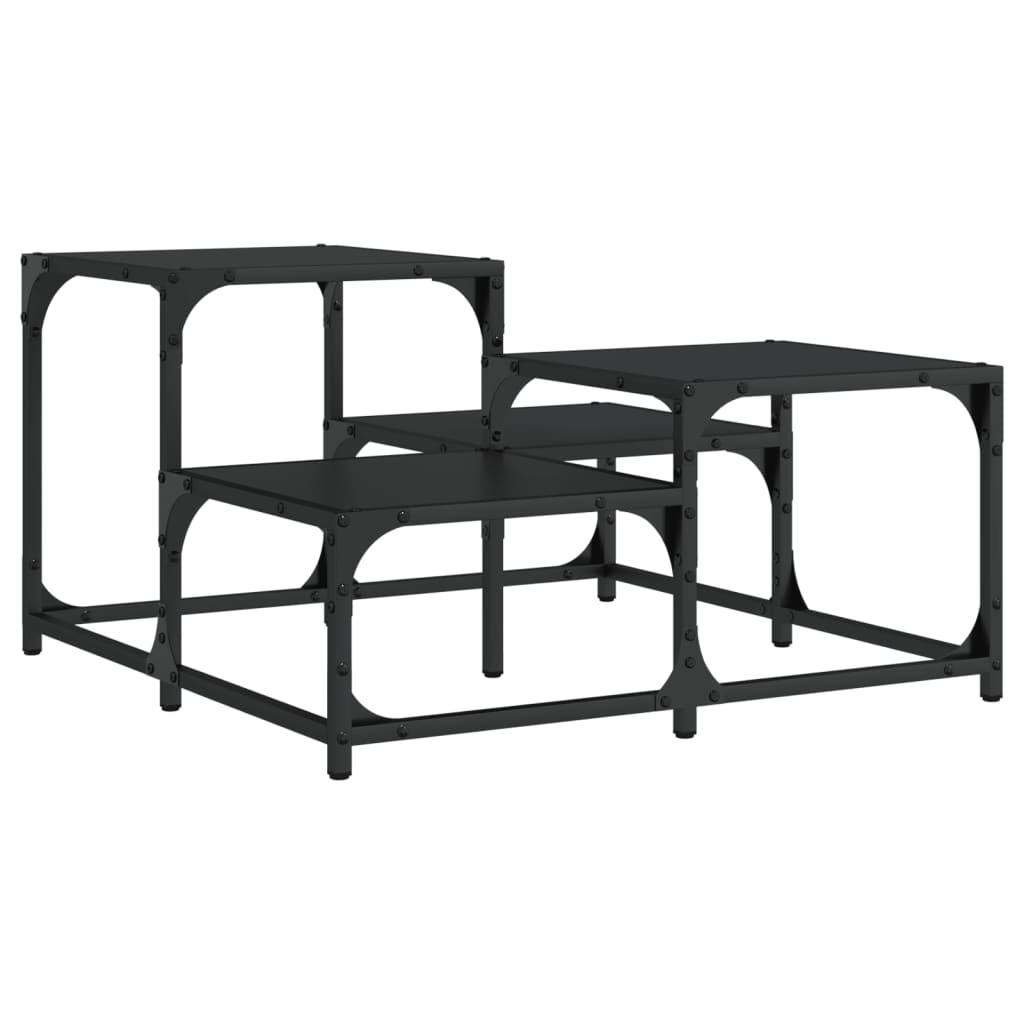Salontafel Bewerkt Hout 68 x 68 x 40 cm Zwart