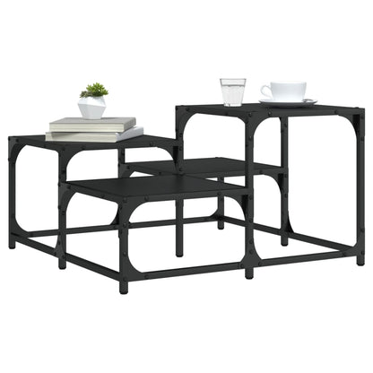 Salontafel Bewerkt Hout 68 x 68 x 40 cm Zwart