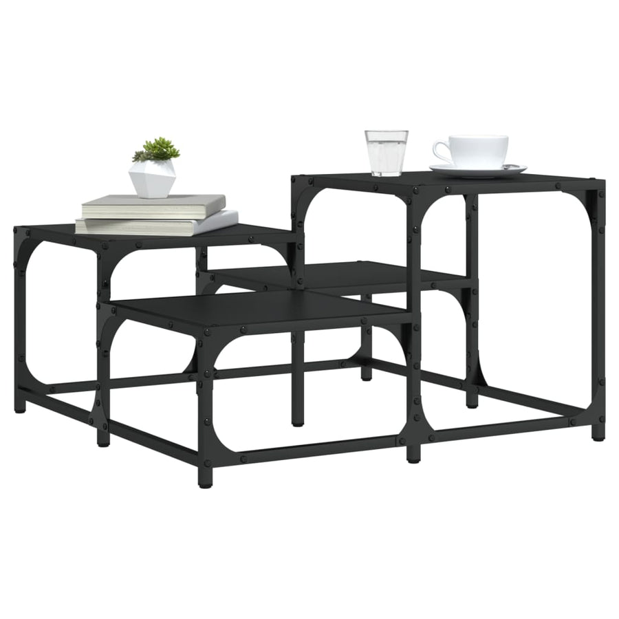 Salontafel Bewerkt Hout 68 x 68 x 40 cm Zwart