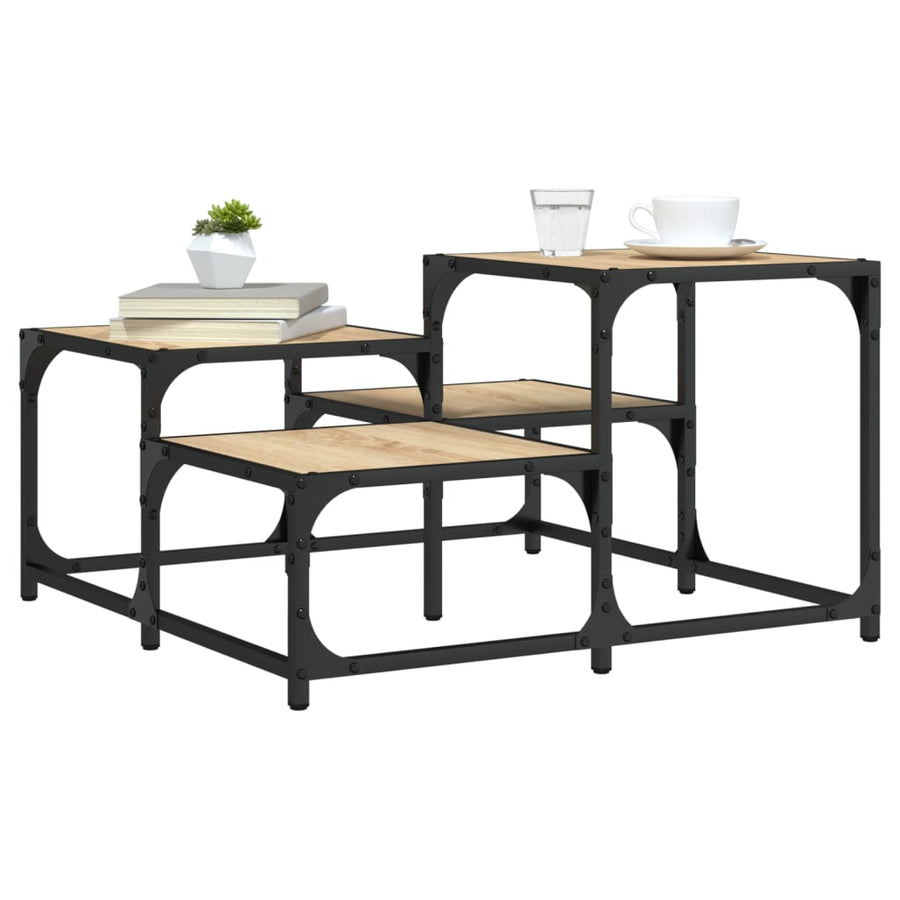 Salontafel Bewerkt Hout Kleurig 68 x 68 x 40 cm Sonoma eiken
