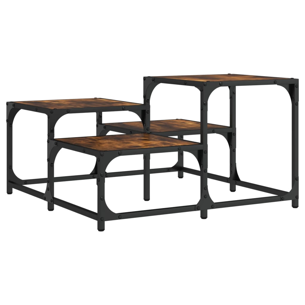 Salontafel Bewerkt Hout Kleurig 68 x 68 x 40 cm Gerookt eiken
