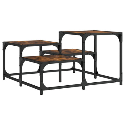 Salontafel Bewerkt Hout Kleurig 68 x 68 x 40 cm Gerookt eiken