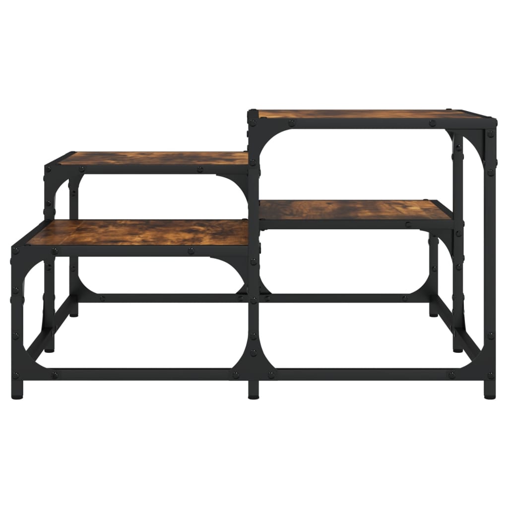 Salontafel Bewerkt Hout Kleurig 68 x 68 x 40 cm Gerookt eiken