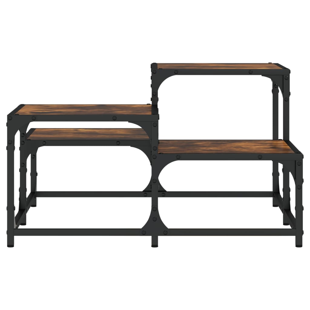 Salontafel Bewerkt Hout Kleurig 68 x 68 x 40 cm Gerookt eiken