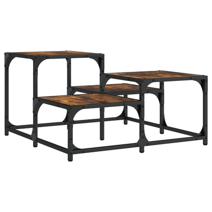 Salontafel Bewerkt Hout Kleurig 68 x 68 x 40 cm Gerookt eiken