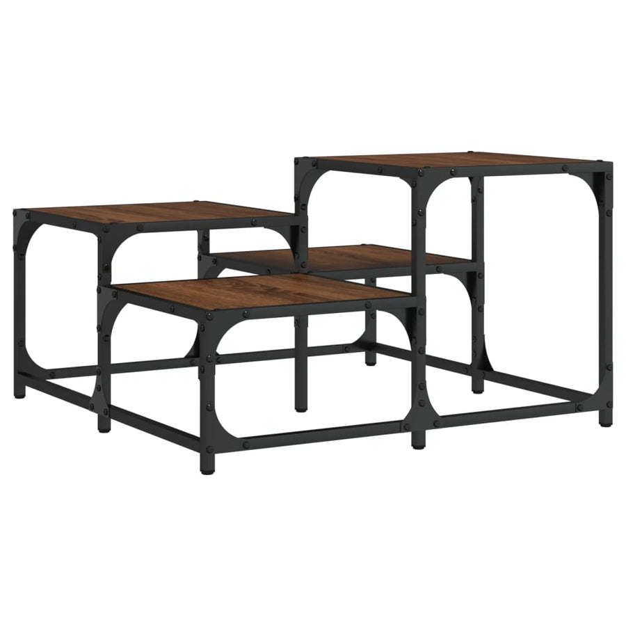 Salontafel Bewerkt Hout Bruineikenkleurig 68 x 68 x 40 cm bruin eikenkleur
