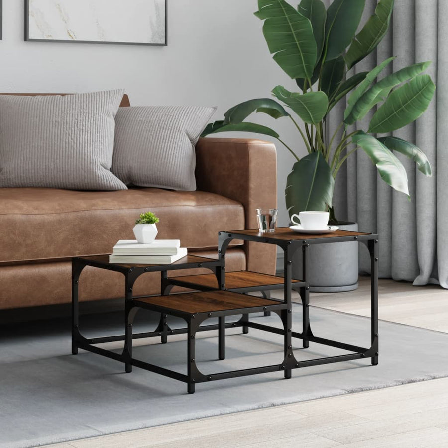 Salontafel Bewerkt Hout Bruineikenkleurig 68 x 68 x 40 cm bruin eikenkleur