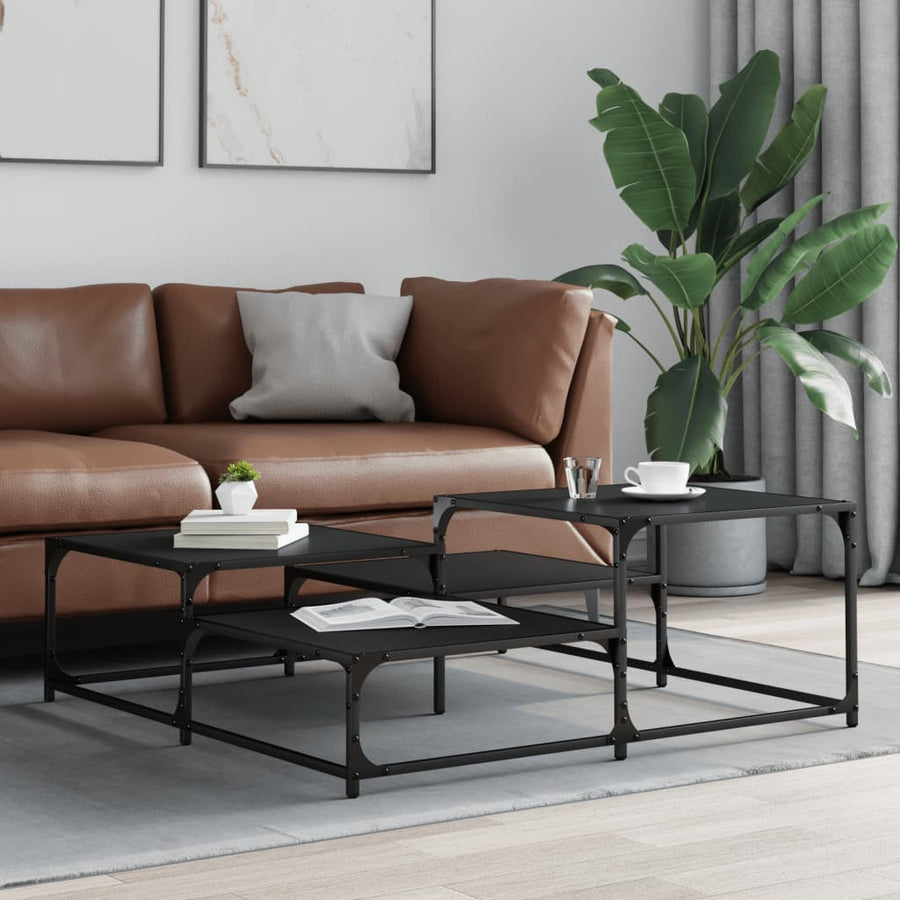 Salontafel Bewerkt Hout 107 x 107 x 40 cm Zwart