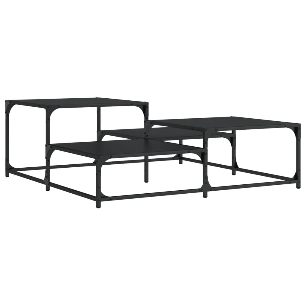 Salontafel Bewerkt Hout 107 x 107 x 40 cm Zwart