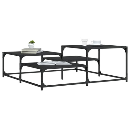 Salontafel Bewerkt Hout 107 x 107 x 40 cm Zwart