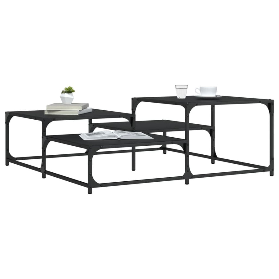 Salontafel Bewerkt Hout 107 x 107 x 40 cm Zwart